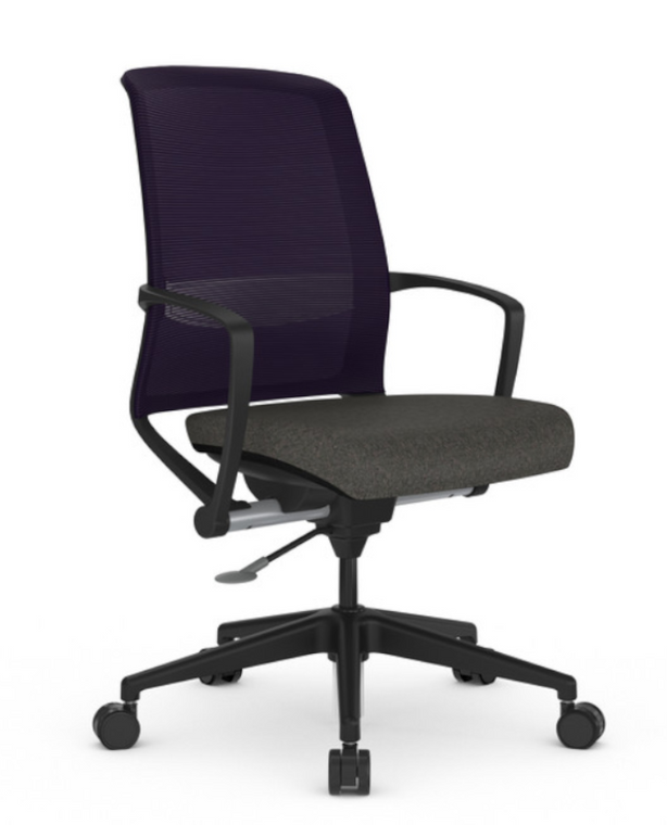 AMQ05 Product: TIZUWORK – Tizu Task Chair
Frame: Black frame
Back: Plastic back
Seat Cover Finish Group: Buzz
Seat Cover Finish: 5F17 – Black
Armrest: Fixed loop
Base: F3 black base
Caster/Glide: Soft black casters
Packaging: Fully assembled