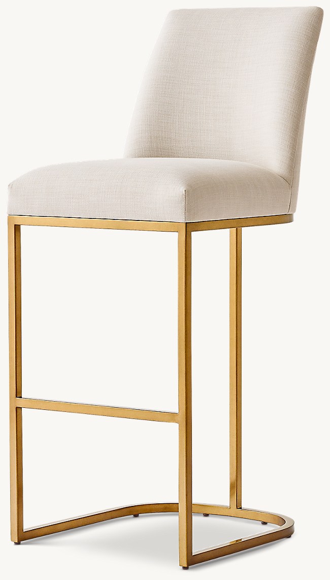 Emery Curved-Back Armless Fabric Bar & Counter Stool